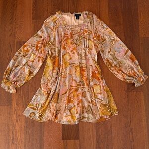 House of Harlow 1960 Paisley Chiffon Mini Dress size L